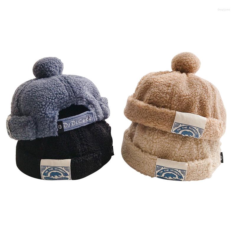 

Hair Accessories Japanese Baby Winter Hats Plush Ball Landlord Hat Autumn Bucket Fashion Children Pompom Cap Kids Beanie With Label 3-6Y