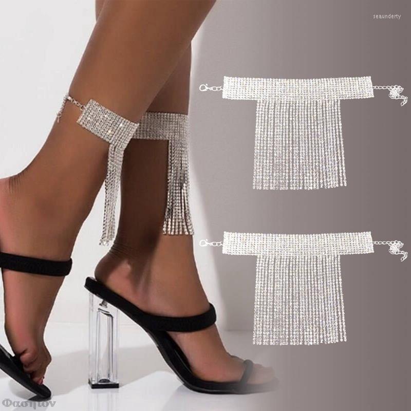 

Anklets 1PCS Rhinestone Foot Chain Fashionable Shining Crystal Chains Wedding Party Shoes Decoration Ankle Bracelet Sandals Jewelry