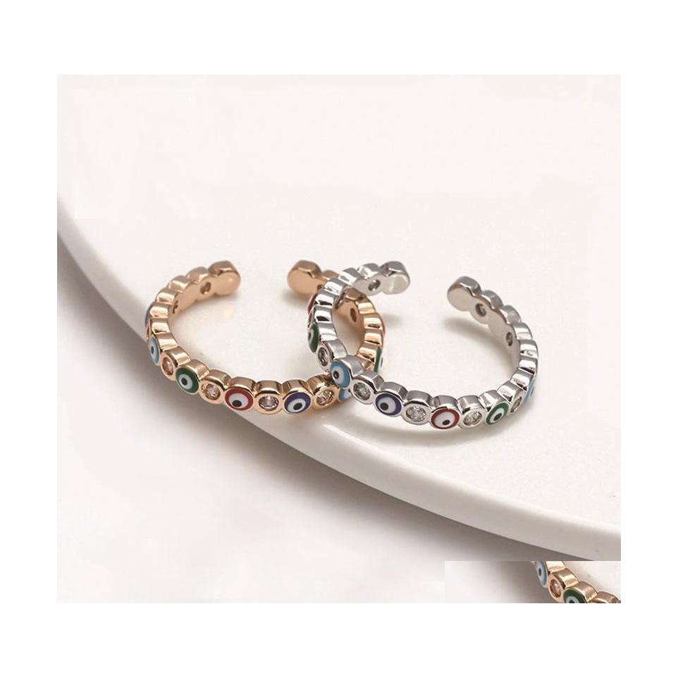 

Band Rings Fashion Jewelry Evil Eye Ring Inlaid Diamond Blue Eyes Opening Drop Delivery Dhsia