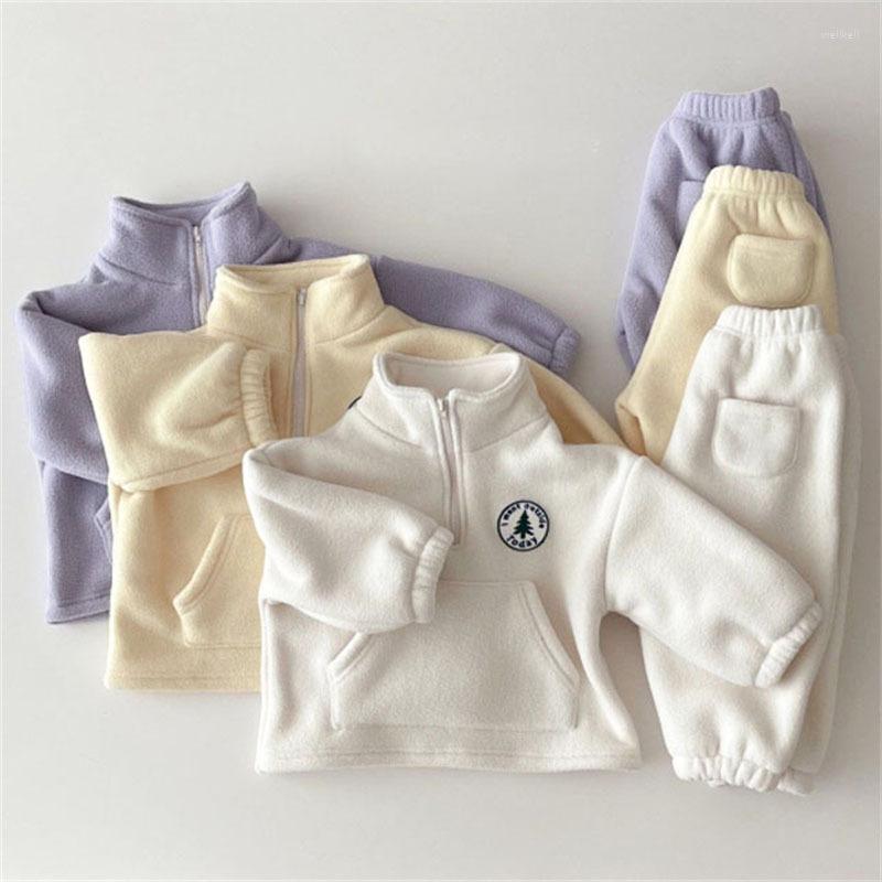 

Clothing Sets Winter Warm Baby Boys Children Thicken Sweatshirt Kids Clothes Girls Long Sleeve Pullover Tops Pant Suits 2pcs, As the picture