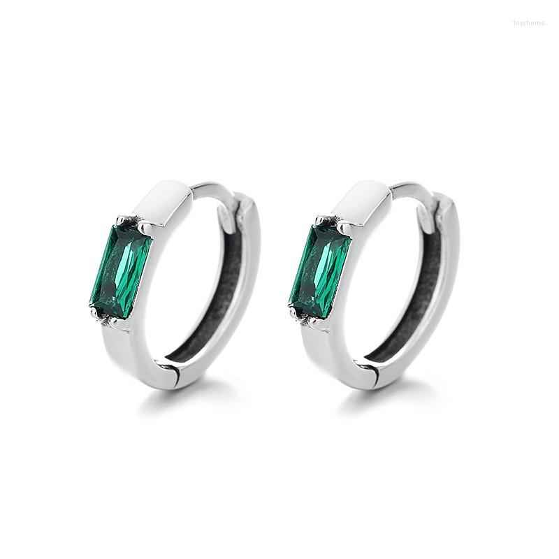 

Stud Earrings 192FR ZFSILVER S925 Silver Korean Fashion Trendy Design Retro Simple Green Zircon Circle Charms Jewelry Party Men Women
