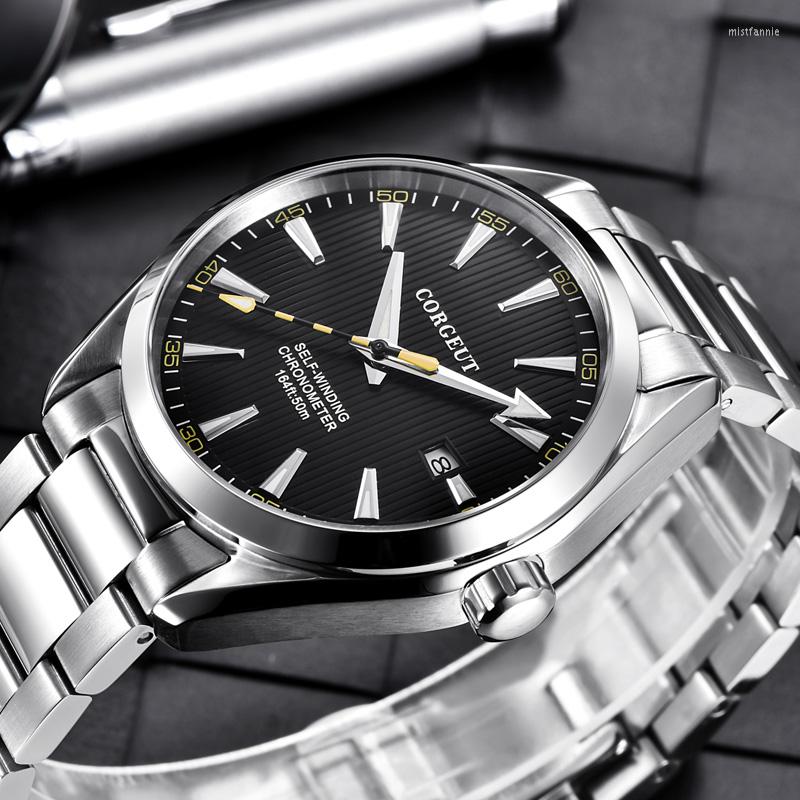 

Wristwatches 41mm Men Business Clock White Dial Automatic Date Calendar Miyota Mechanical Sapphire Crystal Wristwatch Luxury Top