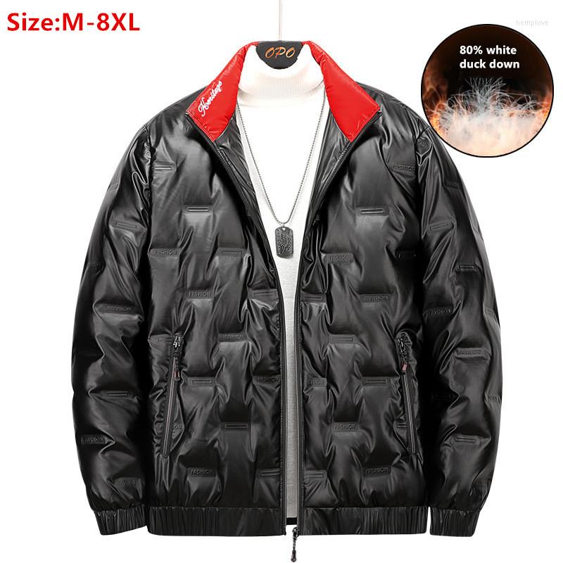 

Men's Down White Jacket For Men Style Winter Parka Ultrathin Light Plus Size 4XL 5XL 6XL 7XL 8XL Glossy Black Silver Warm Coat, Silver color
