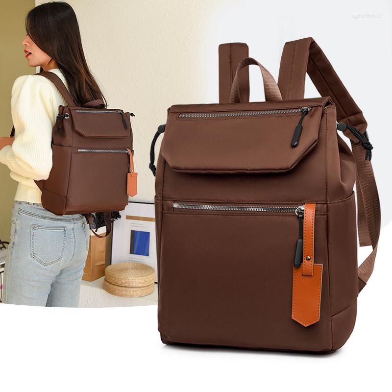 

School Bags Oxford Waterproof Women Backpack Casual Lightweight Female Fashion Travel Bagpack Portable Shoulder Bag, Black
