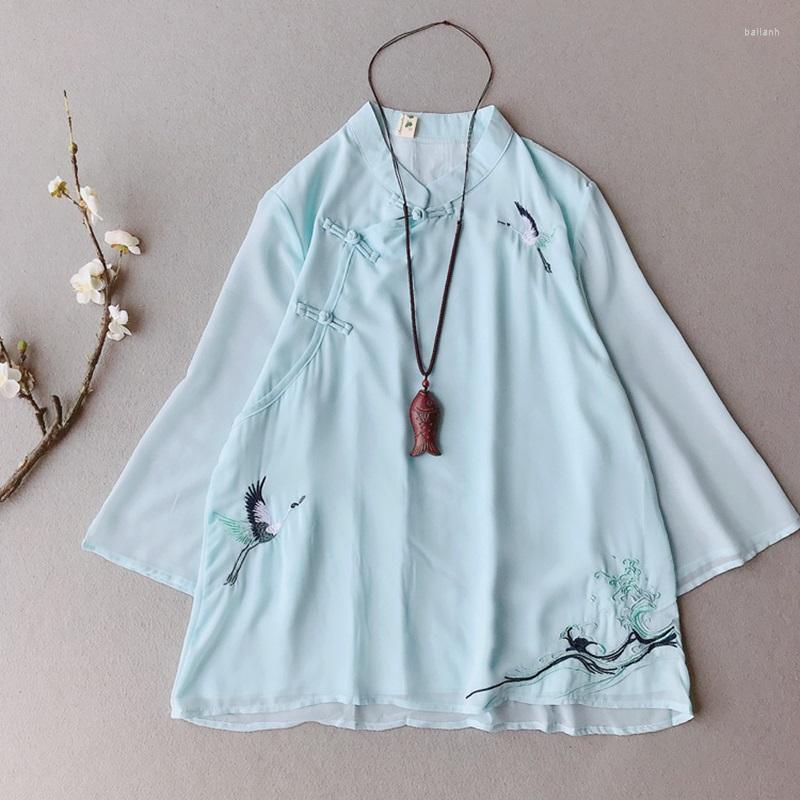 

Ethnic Clothing 2023 Chinese Tops For Woman Traditional Chiffon Shirts Hanfu Tang Suit Plus Size Vintage Blouse And Top Women 13035