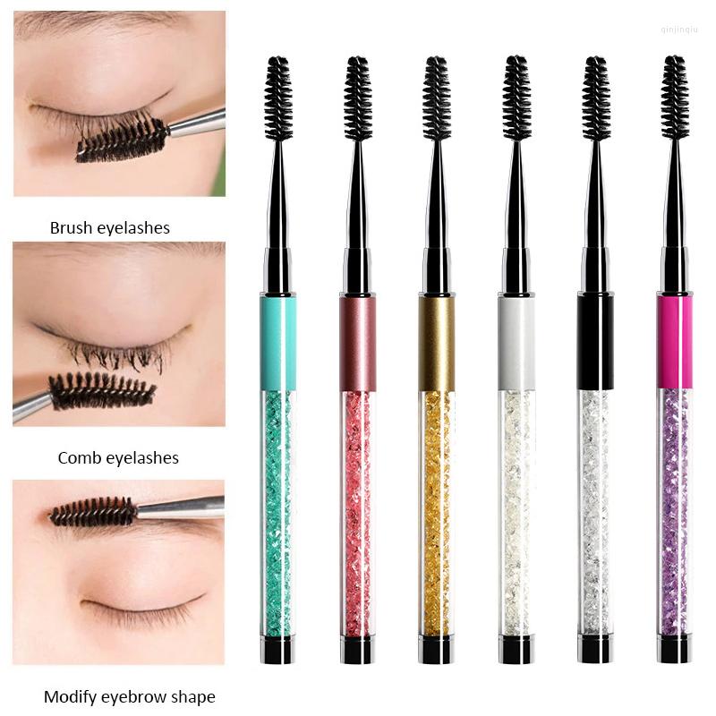 

Makeup Brushes 1Pc Double Headed Eyebrow Eyelash Brush With Rhinestone Handle Applicators Eyebrows Comb Cosmetic Make Up