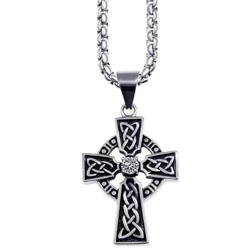 

Pendant Necklaces Vintage Viking Celtic Knot Pattern Cross Necklace Unisex Trend Hip Hop Rock Party JewelryPendant NecklacesPendant