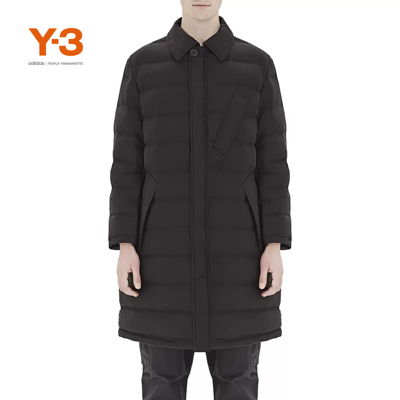 

Men Down Jacket Parkas Lapel Print Casual Black Winter Long Wear Y3 outwear