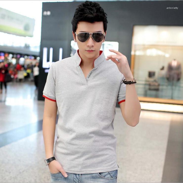 

Men's Polos Summer Male Casual Stand Collar Shirt Brand Mens Pure Color POLO Shirts Cotton Short Sleeve Camisas Top -3XL, White