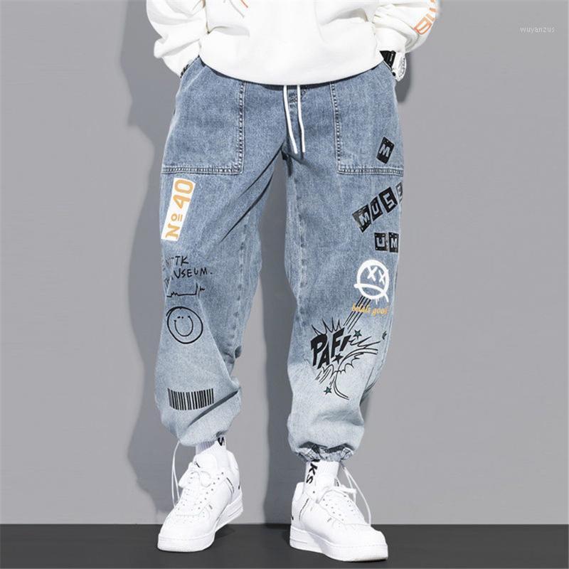 

Men's Jeans 2023 Baggy Mens Cargo Fashion Harlan Cotton Streetwear Harajuku Pants Joggers Elastic Waist Trousers Male, Black