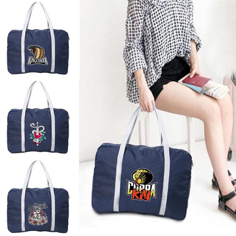 

Duffel Bags 2023 Women Tote Travel Clothes Organizers Foldable Large Duffle Bag Cobra Print Men Handbags Holiday Accessories Traveling, Dark blue