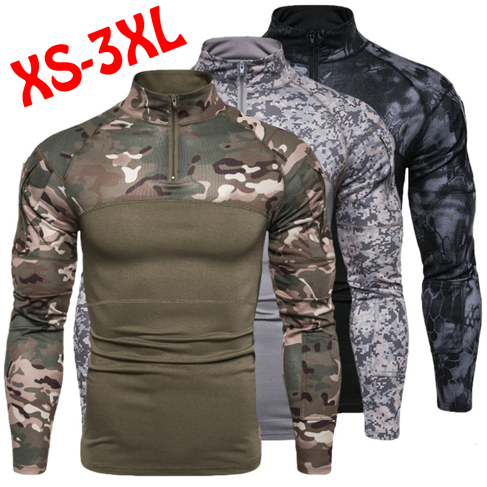 

Men's T-Shirts Men's Outdoor Military Uniform Tactical T-shirt Long Sleeve Camouflage Tactical T-shirt Top 230203, Black
