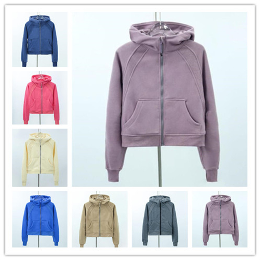 

23 Yoga clothes Lu-16 Scuba Hoodies Women's Yoga Outfits Sports Leisure Full Zip Jacket Plush Hoodie Gym Clothes