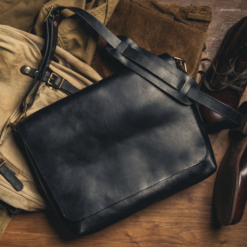 

Evening Bags European And American Retro Vegetable Tanned Shoulder Bag Leather Fashion Casual Briefcase Luxury High-end Texture Women, Black