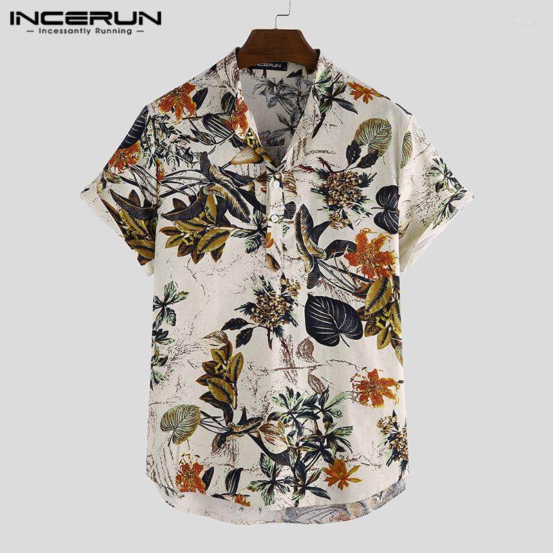 

Men' Casual Shirts INCERUN Men Hawaiian Shirt Printing Short Sleeve Stand Collar 2023 Vacation Clothing Streetwear Cotton -3XL, Picture shown