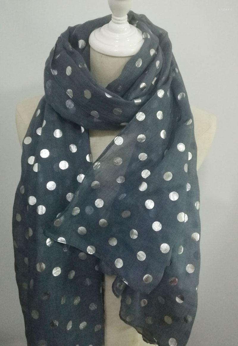 

Scarves 2023 Dot Foil Print Scarf Women Silver Spot Pattern Beautiful Wraps Shawl Trendy Hijab