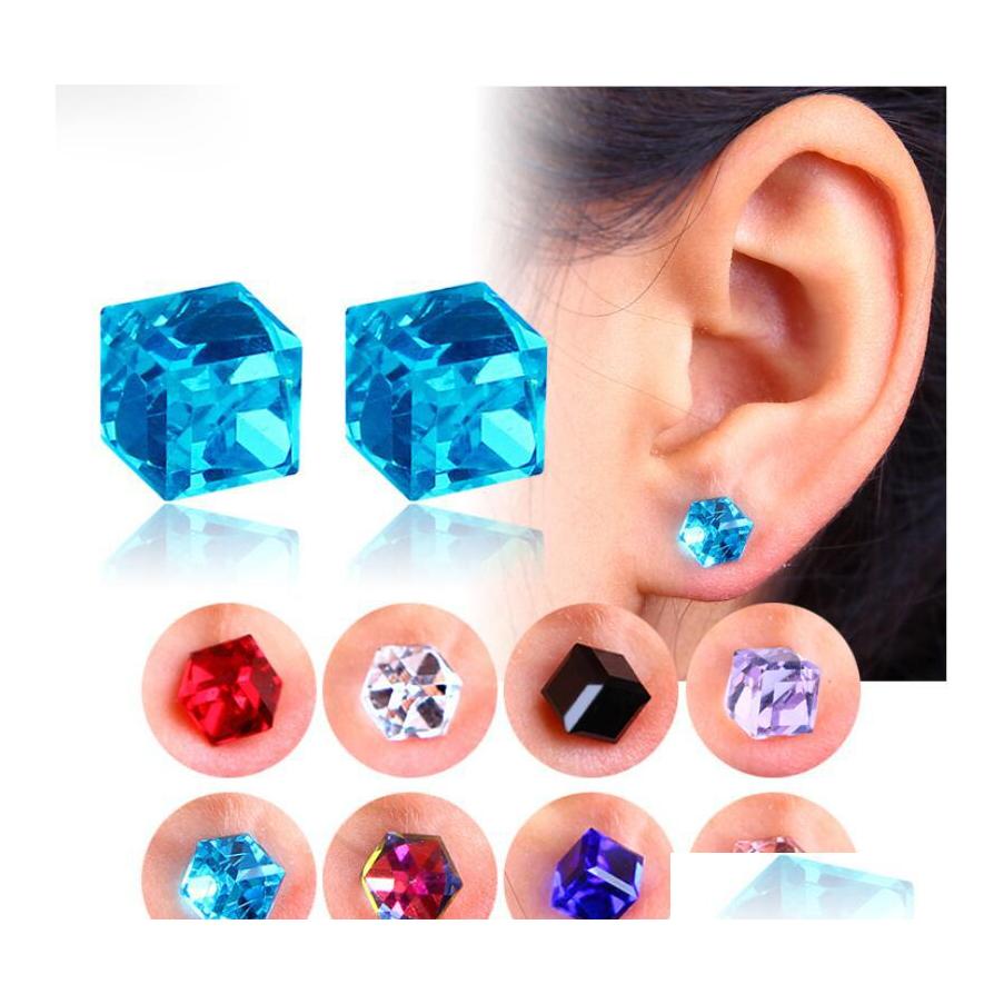 

Stud Fashion Korean Earring Healare Magnet Crystal Strong Magnetic Non Pierced Earrings For Women Men Drop Delivery Jewelry Otsf6