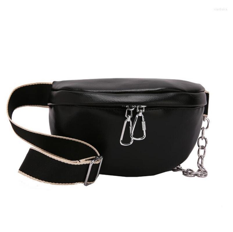 

School Bags 2023 Fashion PU Waist Bag Women Solid Color Zipper Chest Travel Crossbody Shoulder Pack, Dp5868-3