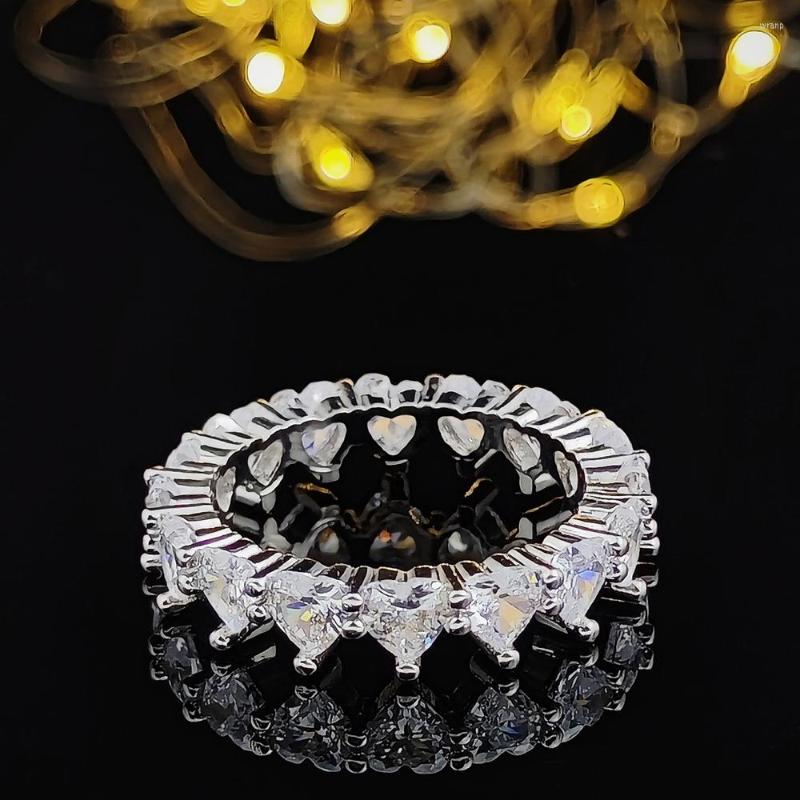

Cluster Rings Luxury Pack Green Silver Color Aesthetic Wedding Band Eternity Ring For Women Gift Finger Lots Jewelry R4578