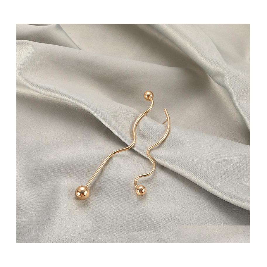 

Stud Fashion Jewelry Womens Earrings Metal Asymmetrical Geometric Distortion Long Drop Delivery Dhxc4