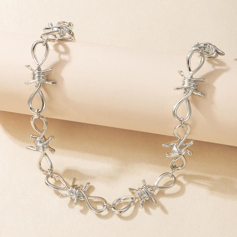 

Pendant Necklaces Fashion Silver Color Twist Single Layer Necklace For Women Punk Geometry Irregular Clavicle Chain Jewelry Wholesale