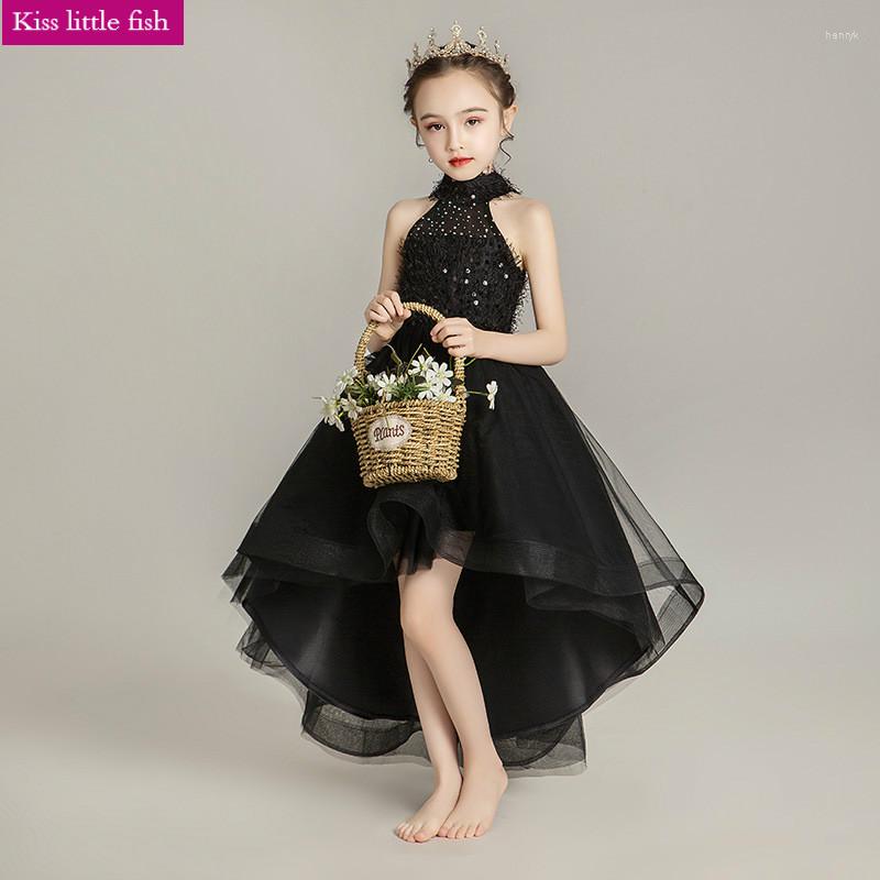 

Girl Dresses Flower Girls For Party And Wedding Black Gown Little Sexy High Low Froml Dress