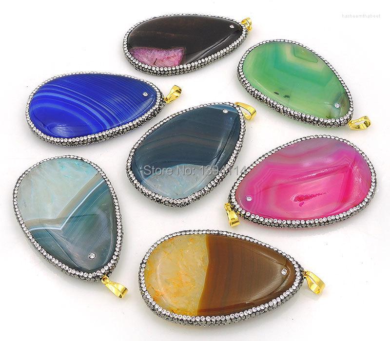 

Pendant Necklaces Mixed Colors Agat E Drop Pendants With Paving CZ Approx 55 35 4 Mm