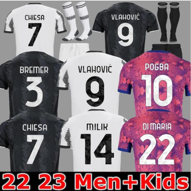 

2022 fans player version soccer jerseys DI MARIA 2023 home away MILIK VLAHOVIC KEAN POGBA CHIESA McKENNIE LOCATELLI  23 jersey Kit men Kids football shirts S-4XL