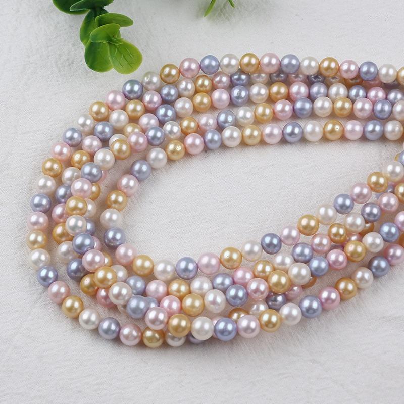 

Chains High Quality 4-5/7-8mm Mixed Color Freshwater Pearls Round Beads Strand Jewelry For Wholesale