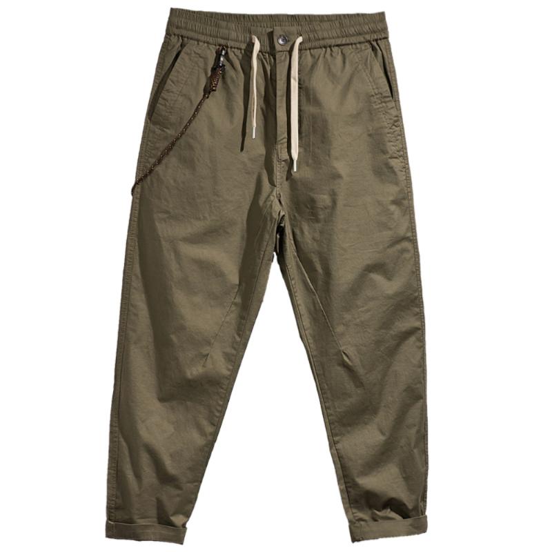 

Men's Pants Summer Lightweight Quick Drying Elastic Casual Waist Drawcord Fit Vertical Cut Loose Tooling PantsMen's, Army green