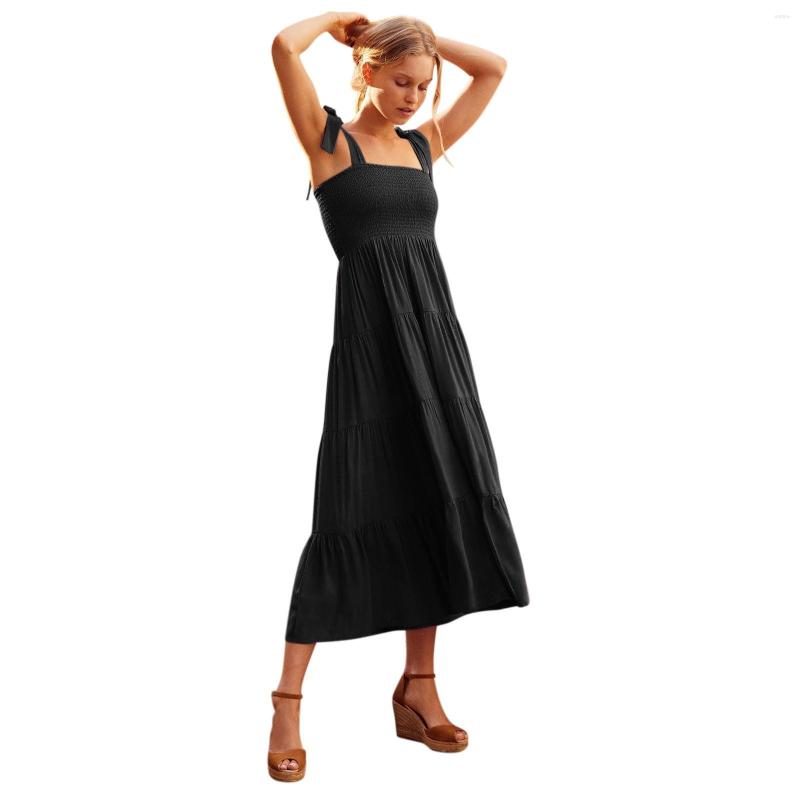 

Casual Dresses Women Summer Dress Midi Maxi Elegant Boho Sleeveless Smocked A Line Long Loose 2023 Fashion, Blue