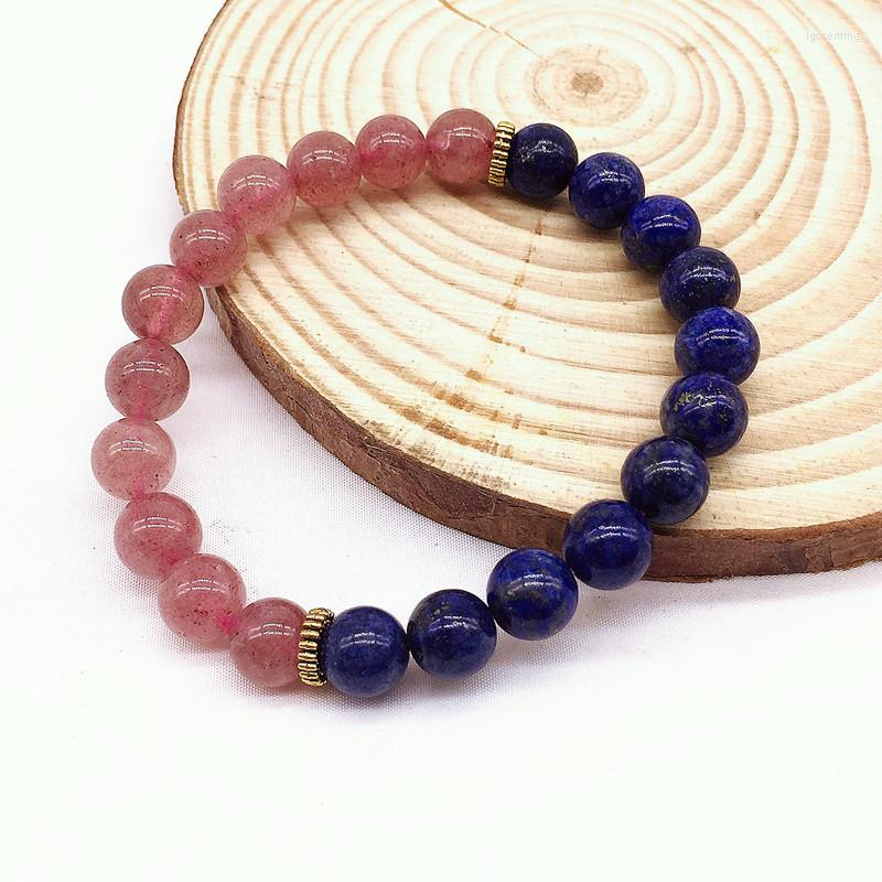

Charm Bracelets Women Bracelet Natural Stone Strawberry Lapis 8 Mm Round Beads Really Color Not Dyed Good Quality Style