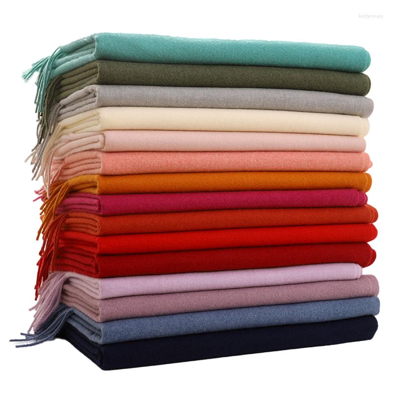 

Scarves 2023 Winter Scarf For Women Shawls And Wraps Fashion Solid Warmer Thick Cashmere Pashmina Lady Neck Head Stoles Bandana