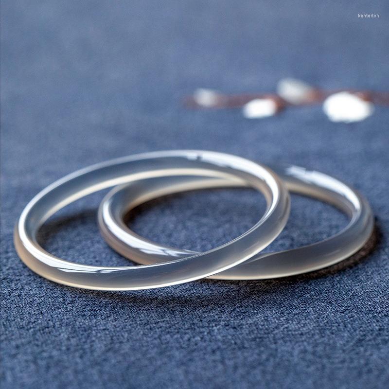 

Bangle -like Smoky Gray Chalcedony Thin Round Bracelet Agate Ancient Style6MMWomen's Beauty Jade BrBangle BangleBangle Kent22