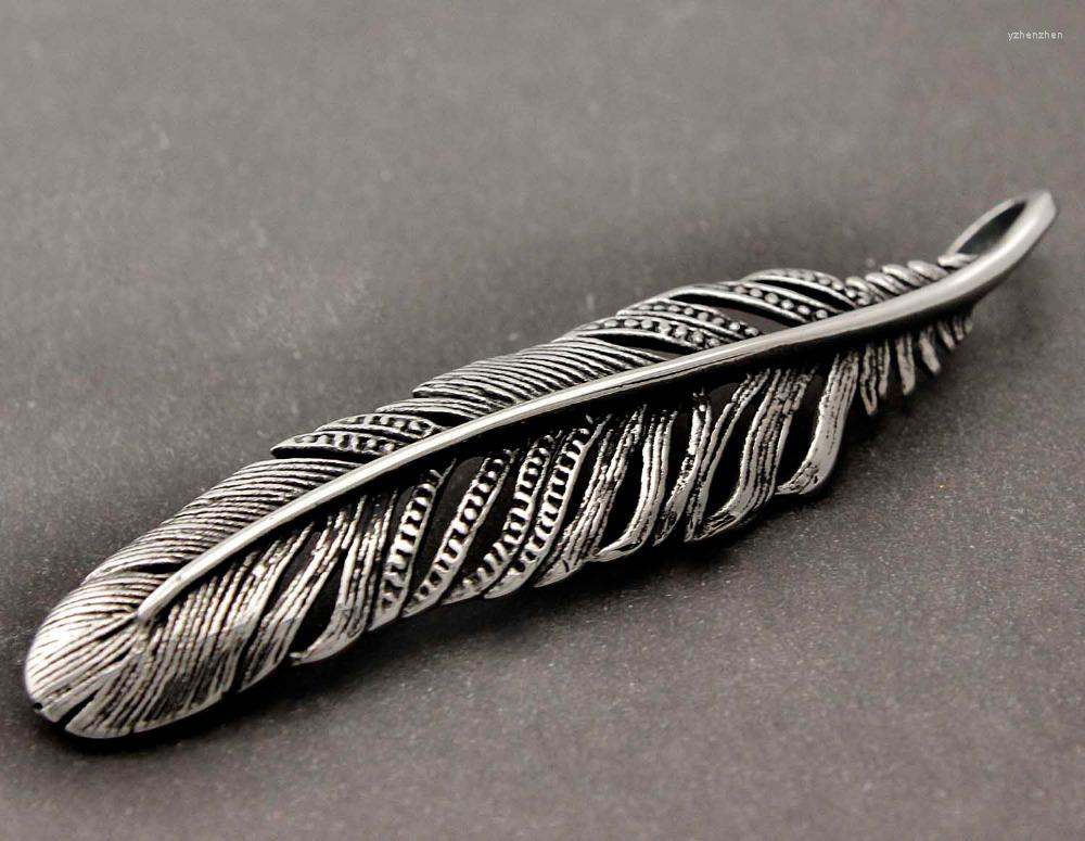

Pendant Necklaces 316L Stainless Steel Feather Men's Biker Rock Jewelry Charm