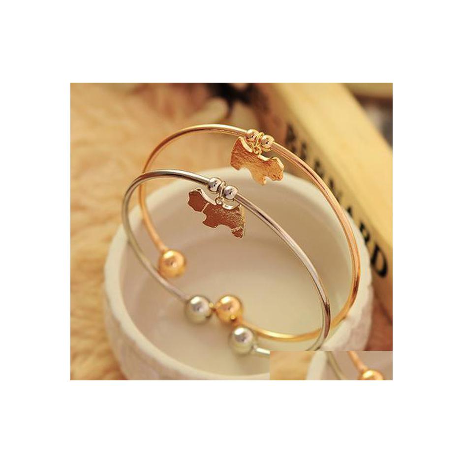 

Charm Bracelets Bracelet Bangles Famous Brand Jewelry Sier Puppy Rhinestone Opening Cuff Metal Vipjewel Drop Delivery Dhuss