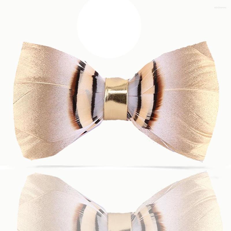 

Bow Ties Basaga Gold Feather For Men With Adjustable Length Wedding