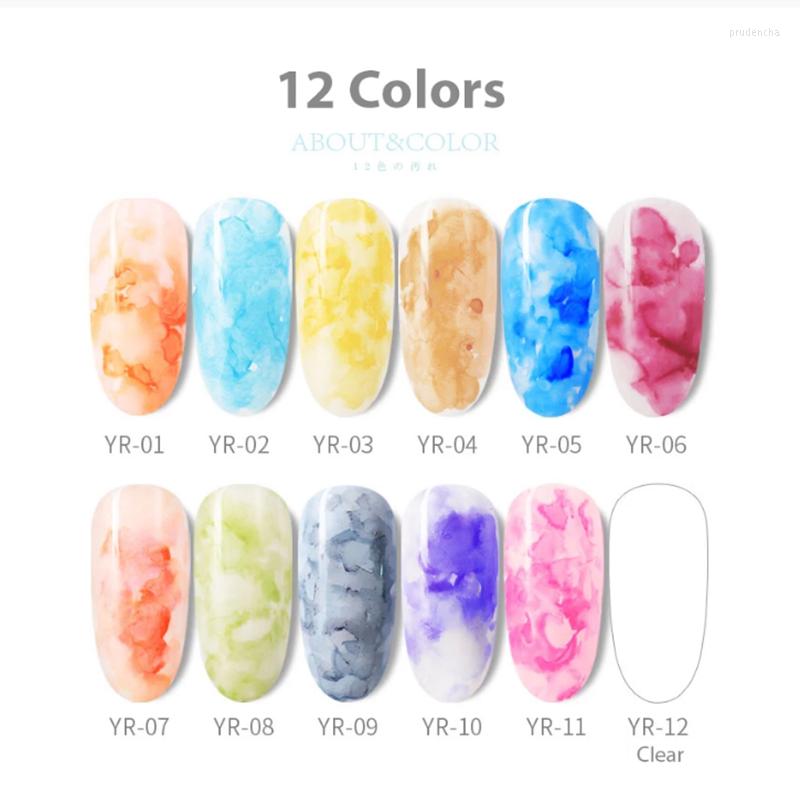 

Nail Polish 15ML Watercolor Ink Blooming Soak Off Marble Gradient Art Gel Lacquer Smoke Halo Dye Solution Varnish, Color 06