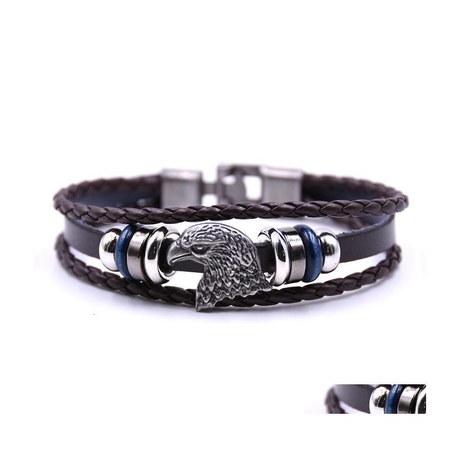 

Charm Bracelets Mtilayer Men Casual For Women Braided Leather Bracelet Punk Rock Jewelry Nanashop Drop Delivery Dhmbg