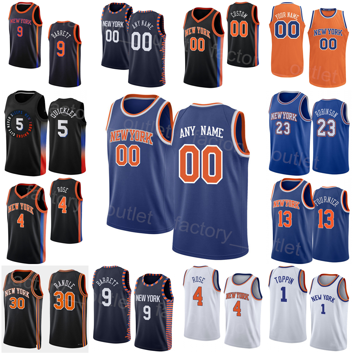 

Screen Print Man Woman Basketball Mitchell Robinson Jerseys 23 Immanuel Quickley 5 Obi Toppin 1 Julius Randle 30 RJ Barrett 9 Derrick Rose 4 Evan Fournier 13 Classic, Black