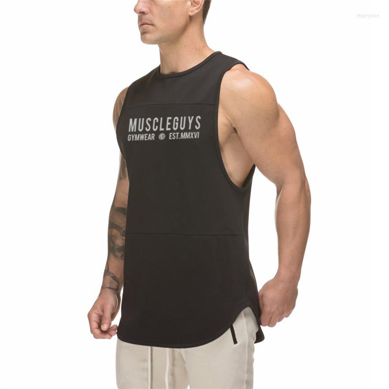 

Men's Tank Tops Brand Vest Sports Undershirt Muscle Sleeveless Top Gym Stringer Clothing Bodybuilding Workout Mesh Fitness Singlets, White