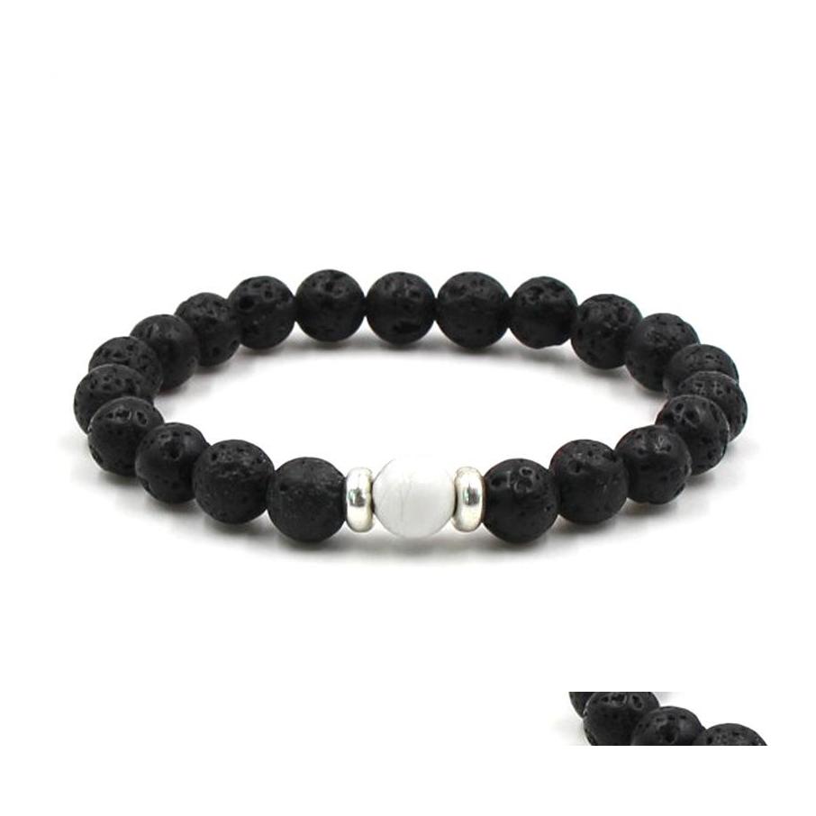 

Beaded Strands 10 Colors Lava Rock Elastic Bracelets Natural Essential Oil Diffuser Stone Volcanic Hand Strings Beads Bangle For Wo Otpf2