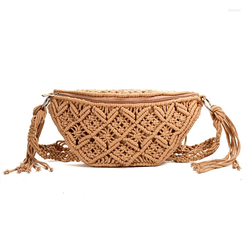 

Evening Bags Waist Bag Cotton Woven Outdoor Wallet Summer Wild Personality Fashion Handbag, Beige