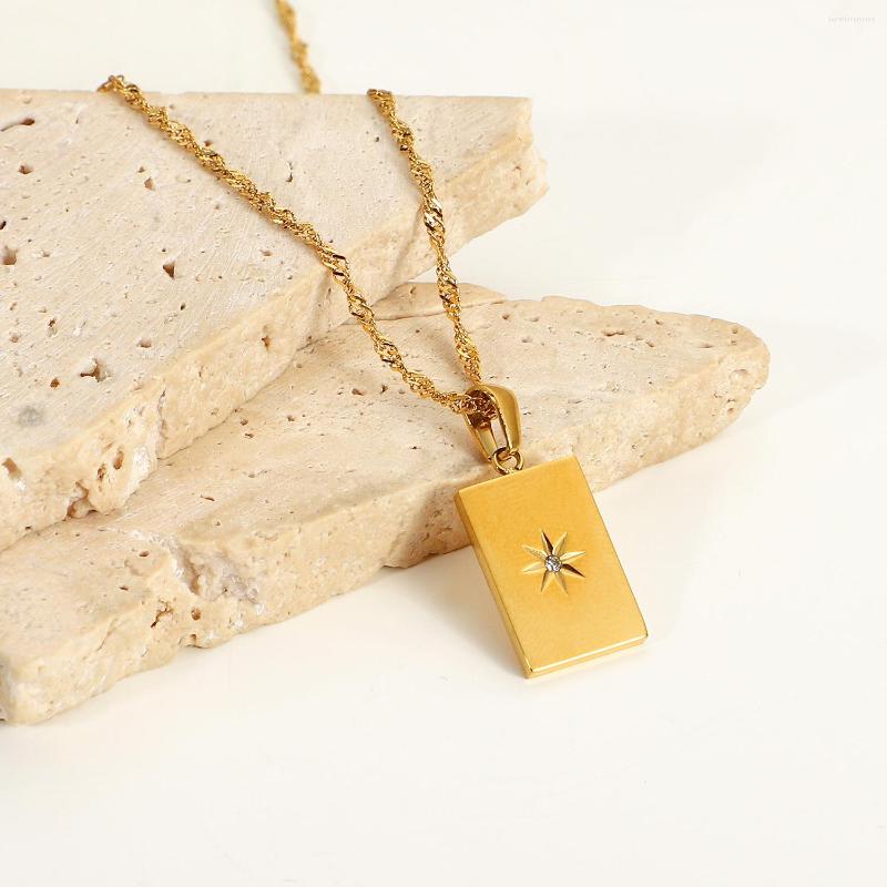 

Pendant Necklaces European And American INS Necklace Stainless Steel Rectangular Sunshine For Women Paired Pendants Man