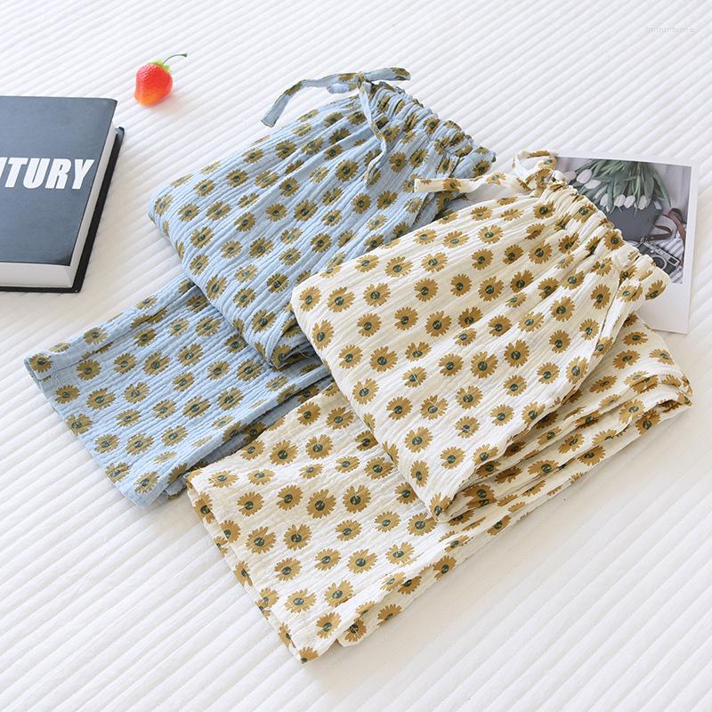 

Women's Sleepwear Womens Crepe Pants Loose Cotton Home Fashion Simple Ladies Pajamas Elastic Waist Sleep Bottoms Summer 2023, Yellow