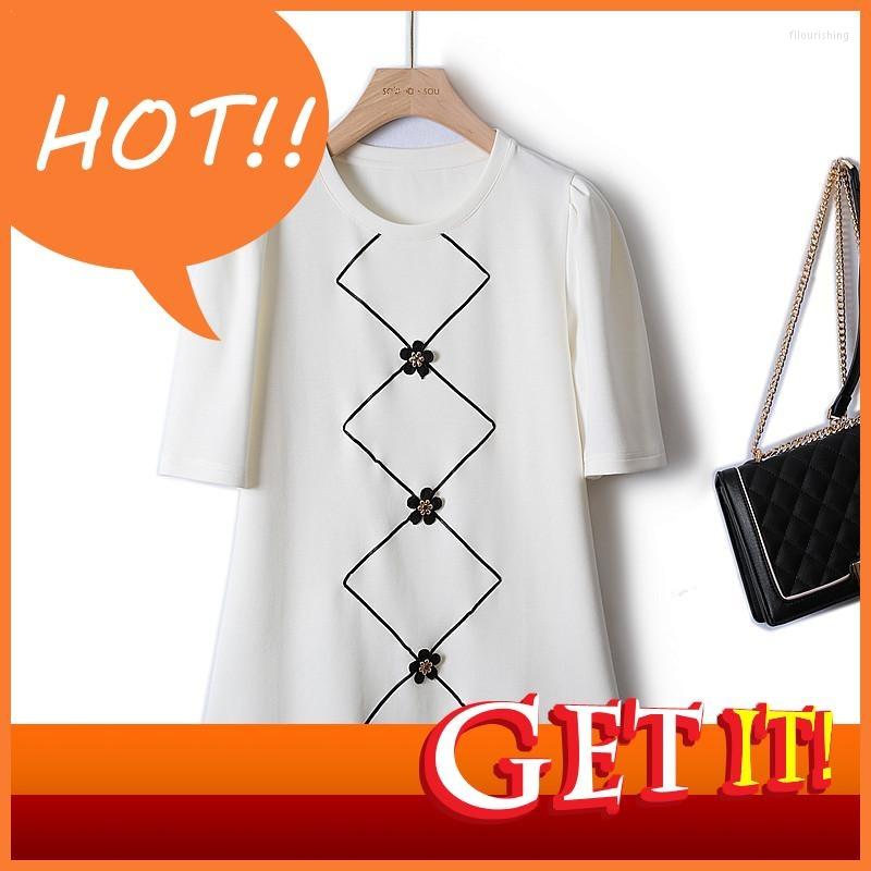 

Women's T Shirts T-shirt Short Sleeve O Oversized Neck Fashion Woman Blouses 2023 Air Cotton Stretch Diamond Contrast Female Clothing, Black