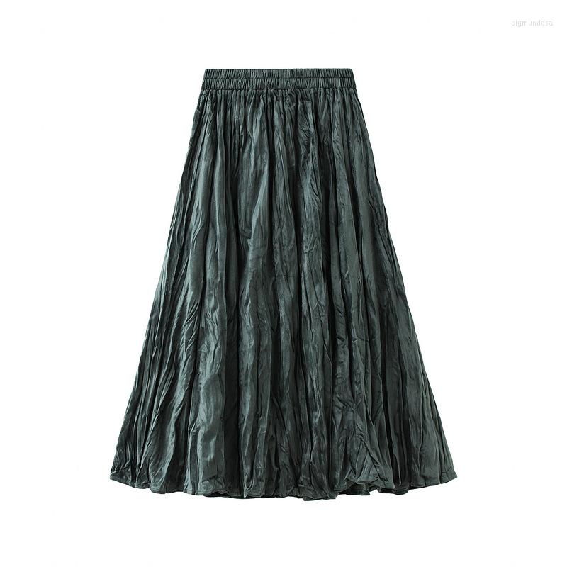 

Skirts Short Skirt Long Female High Waist 2023 Autumn And Winter Beautiful Velvet Wrinkled Pleated Midi, Gray