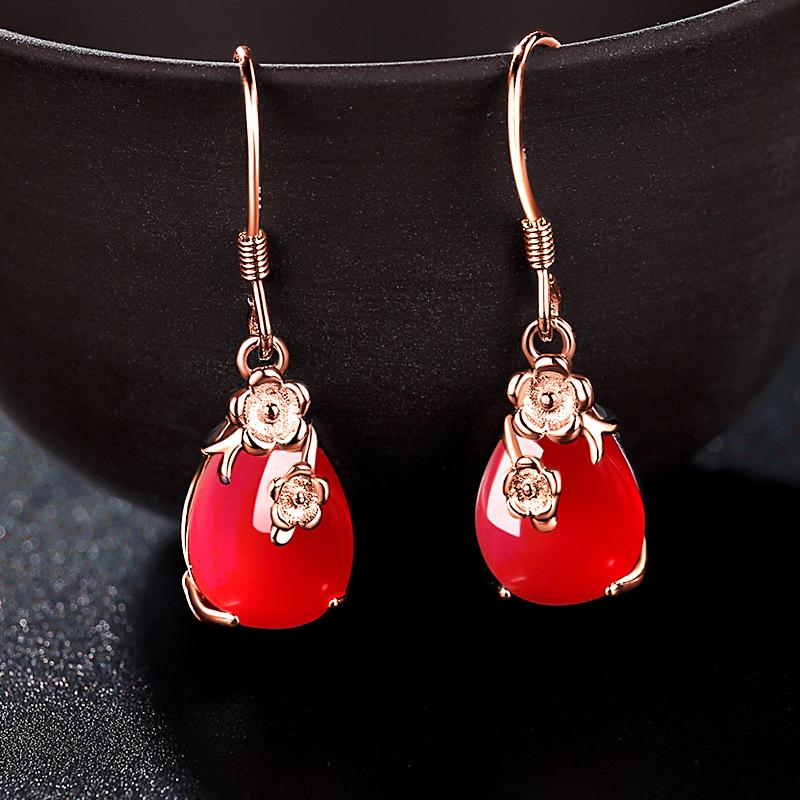 

Dangle Earrings & Chandelier Rose Gold / Silver Color Opal Oval Red Green Crystal For Women Vintage Earring Drop Jewelry WholesaleDangle