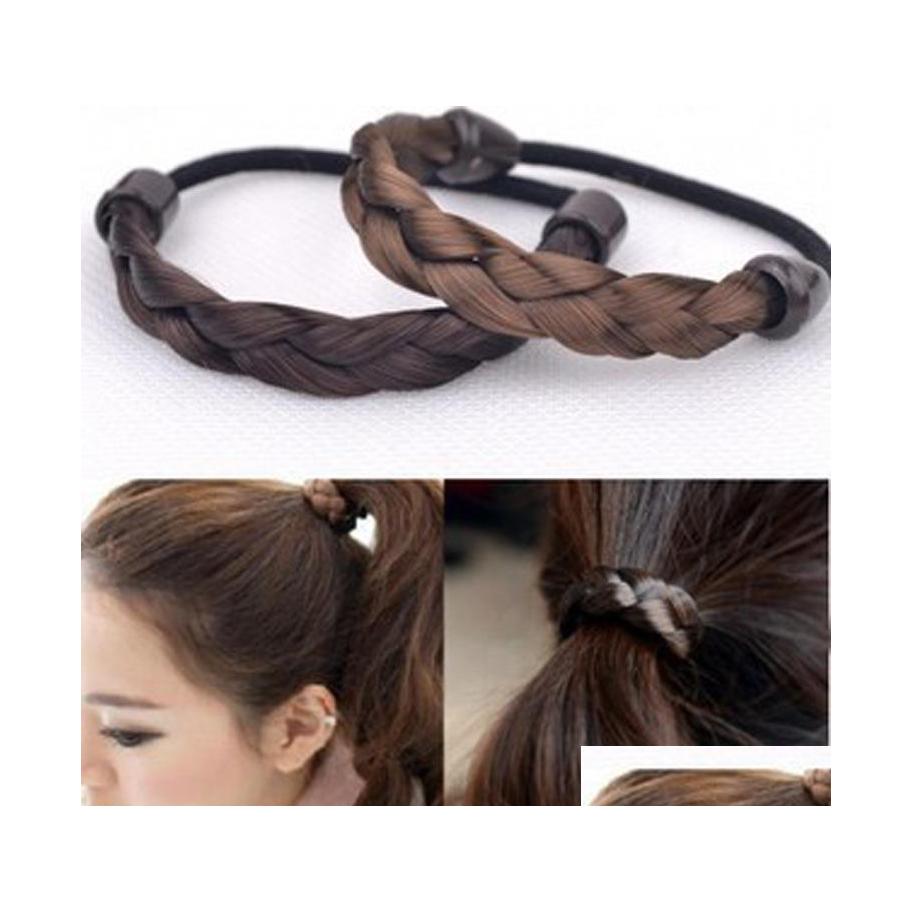 

Hair Rubber Bands Hairpin Korean Rope Ring Elastic Braided Tonytail Wrap Hairband Fastening Accessories Synthetic Headwear Ponytails Dh8Dp