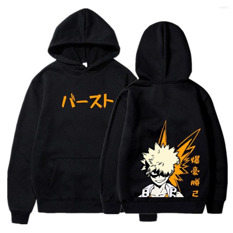 

Men's Hoodies Katsuki Bakugou Printed Hooded Sweatshirts Cozy Tops Pullovers, Black